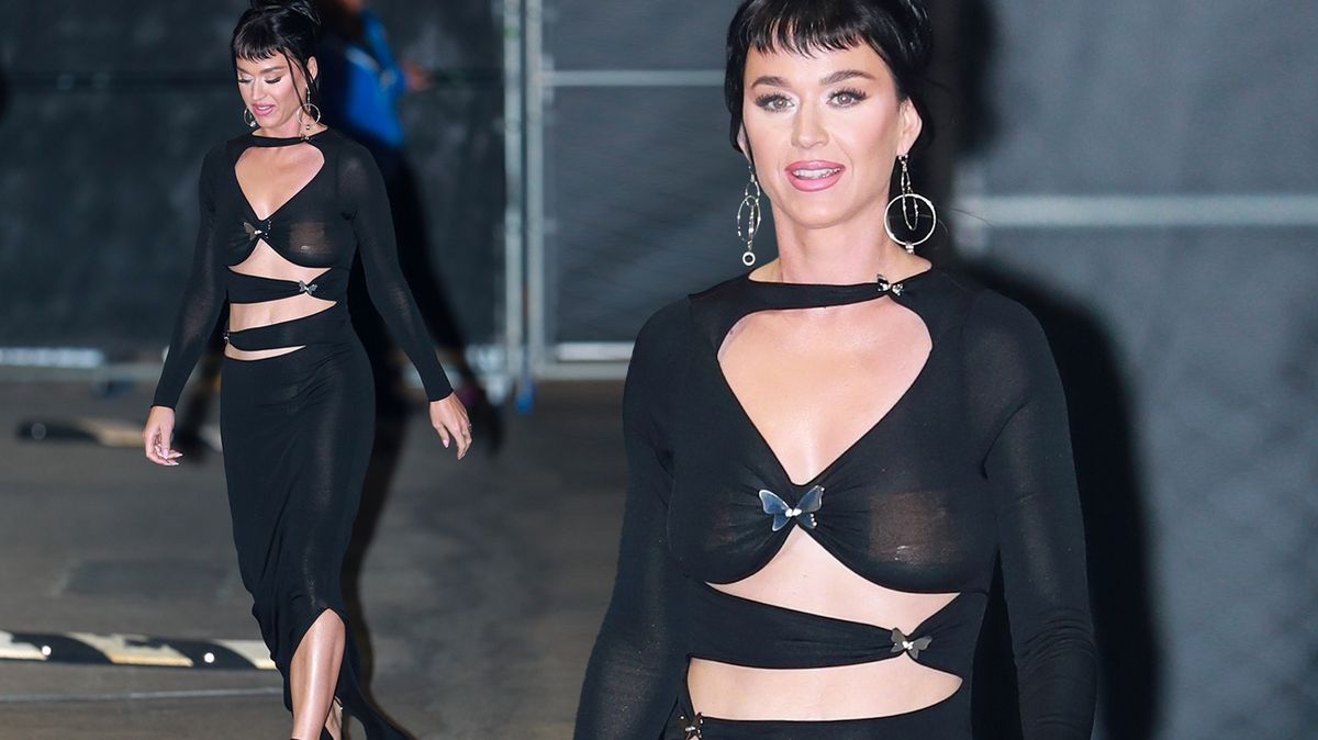 Blesky prosvítily šaty Katy Perry: Nebylo pochyb, že ke Kimmelovi přišla bez podprsenky. Oznámila navíc velkou novinu